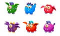 Cute Colorful Little Glossy Fantastic Monsters Set, Funny Big Eyed Mutants Cartoon Characters Vector Illustration Royalty Free Stock Photo