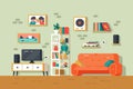 Cute and colorful living room interior Royalty Free Stock Photo