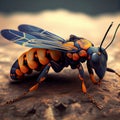 Generative AI: cute colorful macro fantasy insect with transparent wings