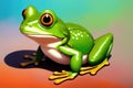 Cute colorful magic frog, cartoon style painting. Generative ai art illustration