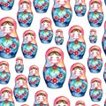Cute, colorful matryoshka doll. seamless texture, pattern Royalty Free Stock Photo