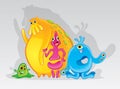 Cute colorful monsters