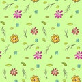 Cute colorful naive hand drawn floral pattern Royalty Free Stock Photo