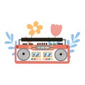 Cute and colorful old school tape recorder doodle.
