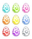 Cute colorful painted eggs set.