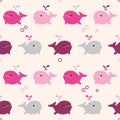 Cute Seamless Pink Whale Pattern Illustration