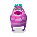 Cute colorful purple monster with four eyes and legs Royalty Free Stock Photo