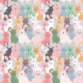 Cute colorful rabbits seamless pattern on pastel blue background for kid product,fashion,fabric,textile,print or wallpaper