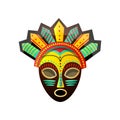 Cute colorful ritual african mask, with red, green, yellow color