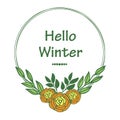 Cute colorful rose flower frame background for greeting card hello winter. Vector Royalty Free Stock Photo