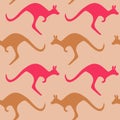 Cute colorful seamless vector pattern background illustration with kangaroo silhouette Royalty Free Stock Photo