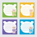 Cute colorful sheep boys frame cartoon illustration for kid memo paper design