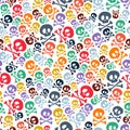 Cute colorful skulls and crossbones seamless