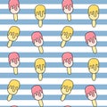 Cute colorful striped summer seamless vector pattern background illustration with ice cream