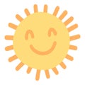 Cute colorful sun. Childish flat vector illustration collection. Weather forecast, meteorology. Rainy, cloud, sunny