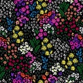 Cute mix floral ditsy print - seamless vector background