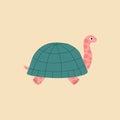 Cute colorful turtle hand drawn vector illustration. Adorable animal character in flat style. Royalty Free Stock Photo