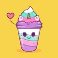 cute colorful unicorn ice creams vector