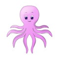 Cute colorful vector octopus image; cartoon illustration for children`s books, post cards, posters, banners; octopus isolated