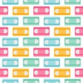 Cute and colorful vector VHS video tape, plastic video cassette vector seamless pattern background for 80s, 90s design