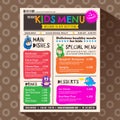 Cute colorful vibrant kids menu template in newspaper style Royalty Free Stock Photo