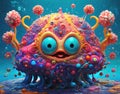 Cute colorful whimsical jellyfish creature, generative ai