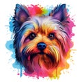 A cute colorful Yorkshire Terrier puppy head on a clean background, isolated on a white background. Pet. Animals. Illustration,