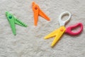 Colorful zigzag scissors with changeable blade on white fur background Royalty Free Stock Photo