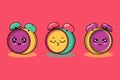 Cute colorfull kawaii clock cartoon characters vector set Royalty Free Stock Photo
