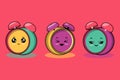 Cute colorfull kawaii clock cartoon characters vector set