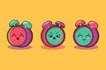 Cute colorfull kawaii clock cartoon characters vector set Royalty Free Stock Photo