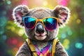 A cute colorfull Koala bear with sunglusses in vacation T short