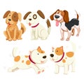 Cute coloured dog breeds amazing vector dog. Different kind of puppy dogs illustration coloured vector design. Royalty Free Stock Photo