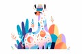 Cute colourful summer llama illustration. Generative ai