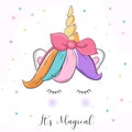 Cute Colourful Unicorn graphic hand drawing
