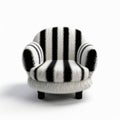 Cute comfy reading chair black-white stripe colored generative AI