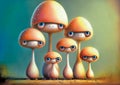 Cute comic portrait of mushrooms with eyes Royalty Free Stock Photo