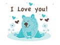 Cute comic and romantic bear in love Royalty Free Stock Photo