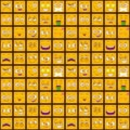 Cute comic seamless pattern with funny yellow square faces on the dark background.