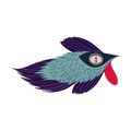 Cute comical bird-fish with long wings. Illustration in doodle style