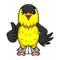 Cute common backyard bird cartoon giving thumb up