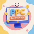 Cute computer screen displays pay per click advertising concept Royalty Free Stock Photo