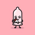 Cute condom mascot love and romance theme