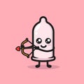 Cute condom mascot love and romance theme