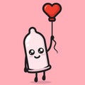 Cute condom mascot love and romance theme