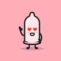 Cute condom mascot love and romance theme