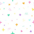 Cute confetti sprinkle sparkle shine. fun colorful line doodle seamless pattern. Creative abstract art background for children. Royalty Free Stock Photo