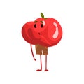 Cute Confused Tomato Vegetable Character with Funny Face Vector Illustration