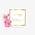 Cute Congratulation Postcard with Orchid Flowers