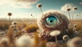 Cute conscious creature with an eye, alien life form. Generative AI